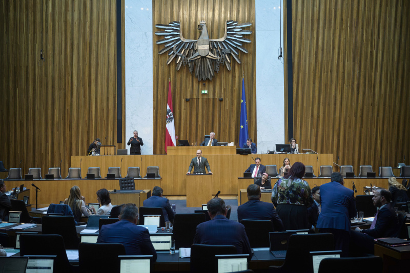 Am Redner:innenpult: Nationalratsabgeordneter Paul Hammerl (FPÖ)