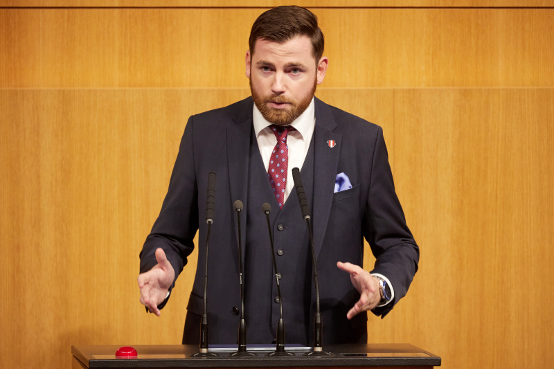 Am Redner:innenpult: Nationalratsabgeordneter Christofer Ranzmaier (FPÖ)