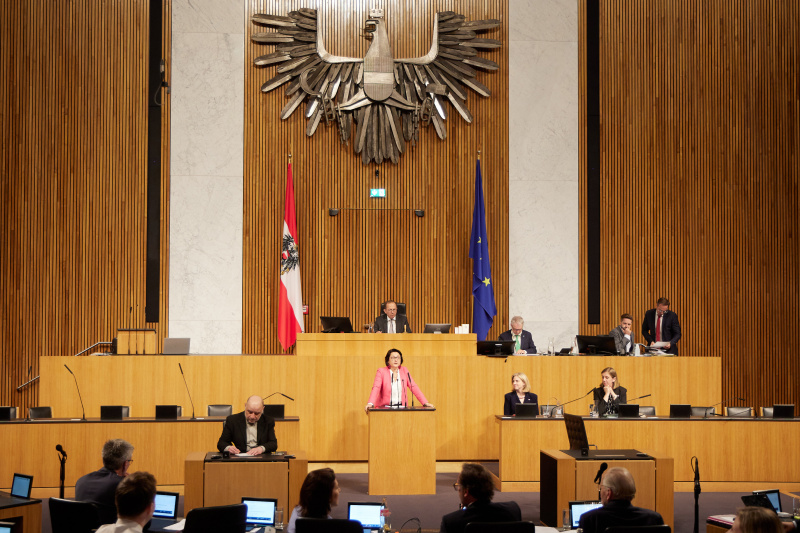 Am Redner:innenpult: Nationalratsabgeordnete Gudrun Kugler (ÖVP)