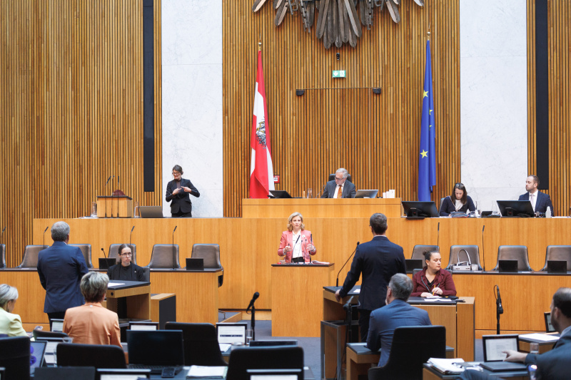  Außenministerin Beate Meinl-Reisinger (NEOS) während der Fragestunde.