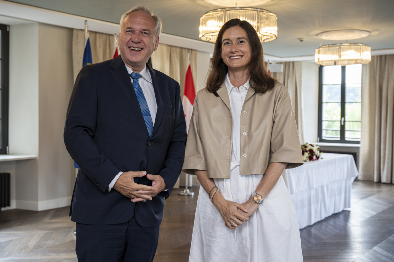 Von links: Nationalratspräsident Walter Rosenkranz (FPÖ), Schweizer Nationalratspräsidentin Maja Riniker 