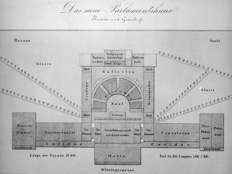 Grundriss des alten Abgeordnetenhauses an der Währingerstraße