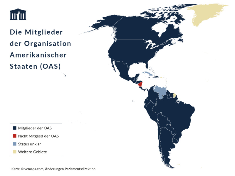 Die Mitglieder der Organisation Amerikanischer Staaten  (OAS)