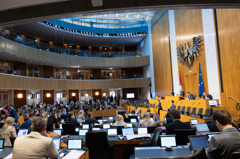 Blick Richtung Sitzungsteilnehmerinnen und -teilnehmer