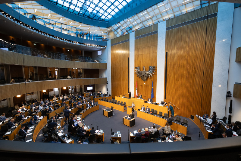 Blick Richtung Sitzungsteilnehmerinnen und -teilnehmer