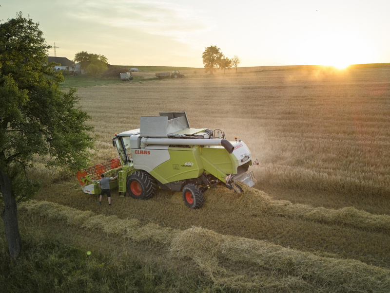 Mähdrescher auf dem Feld