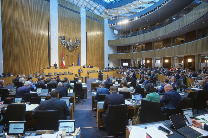 Blick Richtung Sitzungsteilnehmerinnen und -teilnehmer