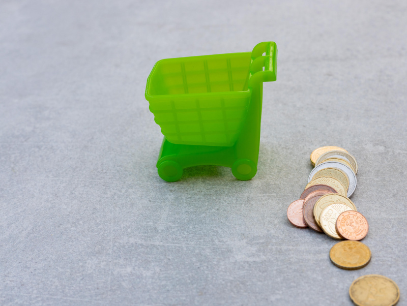 Einkaufswagen mit Geld