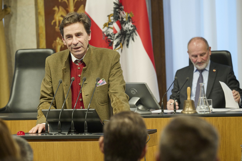 Am Rednerpult: Präsident des steirischen Jagdschutzvereins Franz Meran