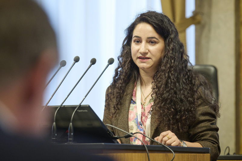 Am Rednerpult: ÖGB-Vertreterin Jenan Irshaid