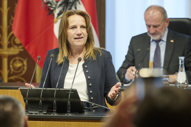 Am Rednerpult: Bundesrätin Johanna Miesenberger (ÖVP)