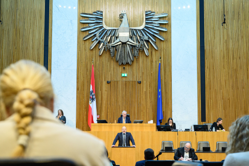 Am Rednerpult: Nationalratsabgeordneter Thomas Spalt (FPÖ)