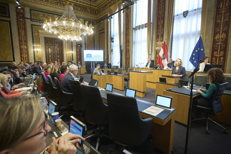 Am Rednerinnenpult Frauenministerin Eva-Maria Holzleitner (SPÖ). Blick Richtung Sitzungsteilnehmerinnen und -teilnehmer