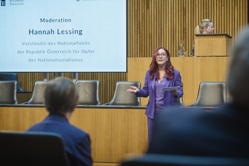 Moderation Vorständin des Nationalfonds der Republik Österreich für Opfer des Nationalsozialismus Hannah Lessing