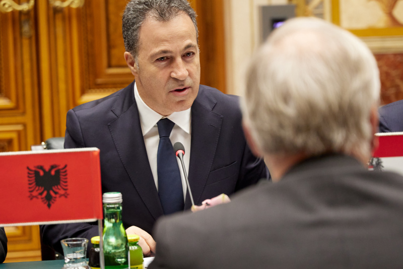 Aussprache. Präsident des Albanischen Parlaments Niko Peleshi