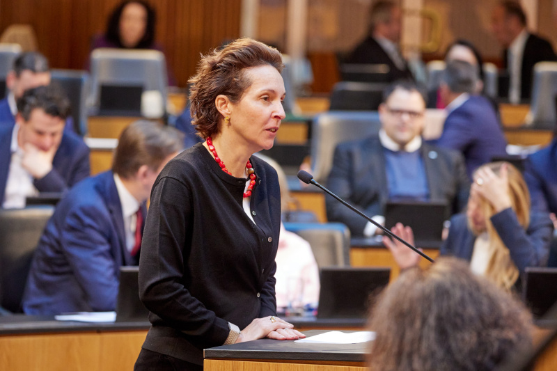 Am Rednerinnenpult: Nationalratsabgeordnete Martina von Künsberg Sarre (NEOS)