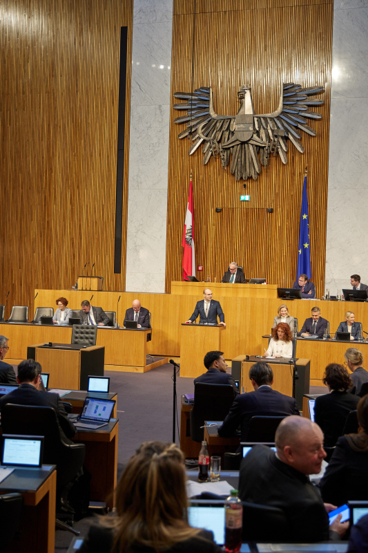 Am Rednerpult: Nationalratsabgeordneter Paul Hammerl (FPÖ)