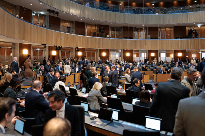 Blick Richtung Sitzungsteilnehmerinnen und -teilnehmer