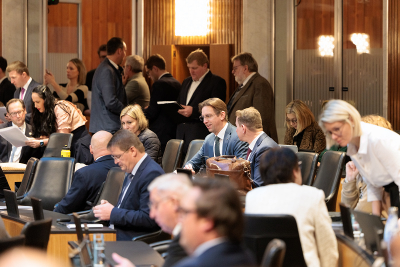 Blick Richtung Sitzungsteilnehmerinnen und -teilnehmer