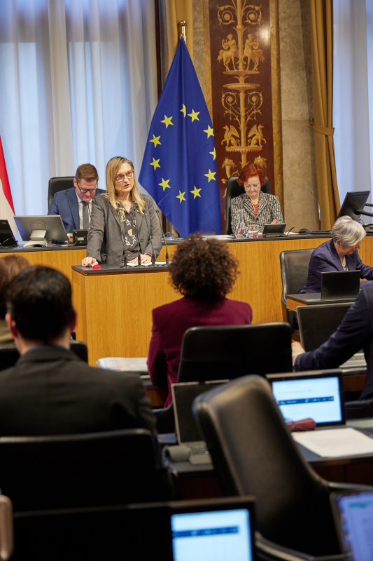 Am Rednerpult: Bundesrätin Claudia Hauschildt-Buschberger (GRÜNE)