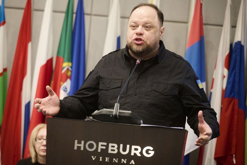 Am Rednerpult: Präsident der Werchowna Rada der Ukraine Ruslan Stefantschuk