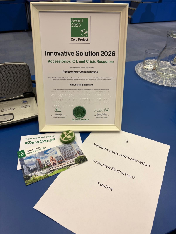 Urkunde der Parlamentsdirektion