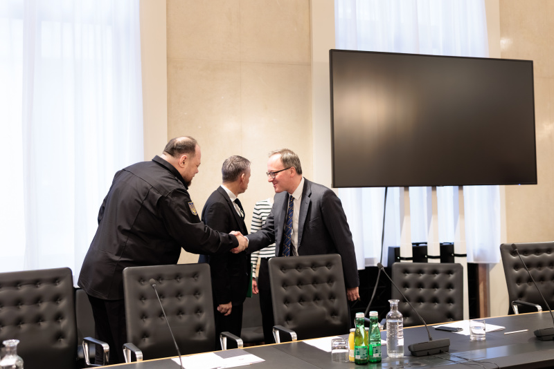 Begrüßung. Eintreffen des  Vorsitzenden der Werchowna Rada der Ukraine Ruslan Stefantschuk