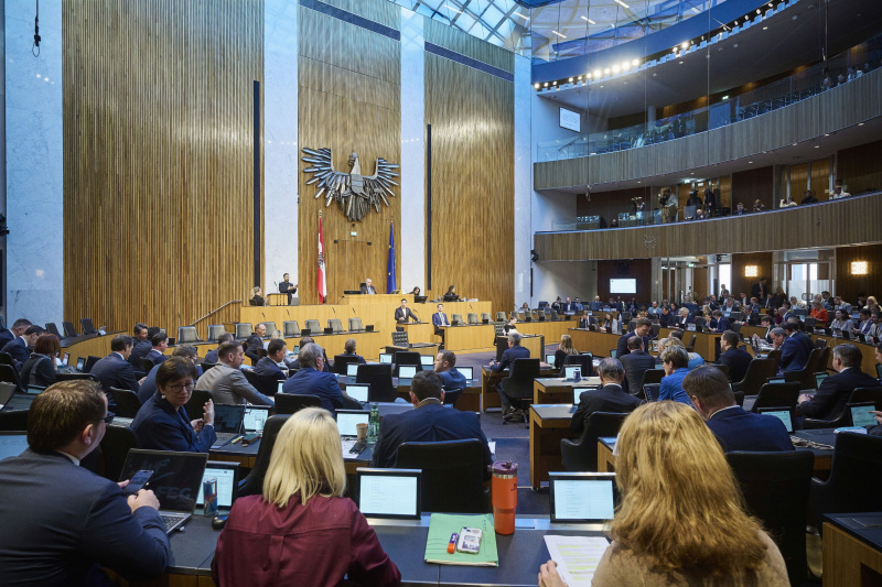 Blick Richtung Sitzungsteilnehmerinnen und -teilnehmer