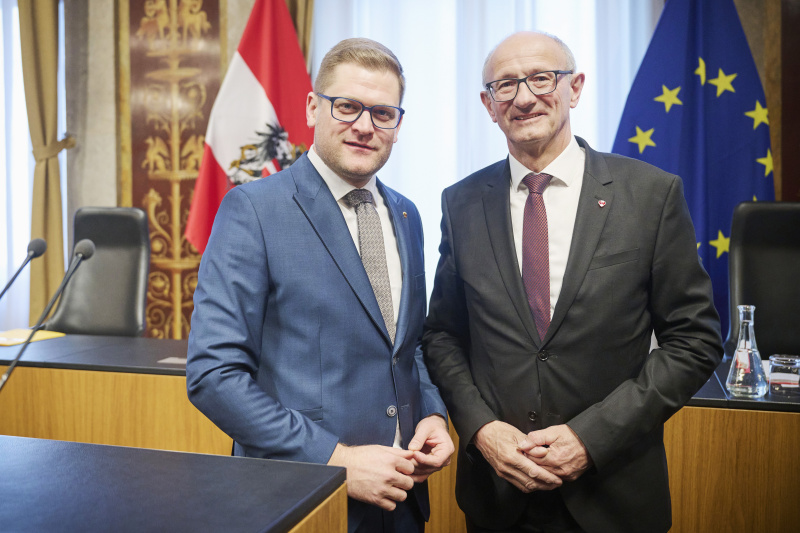 Von links: Bundesratspräsident Markus Stotter (ÖVP), Landeshauptmann Anton Mattle (ÖVP)