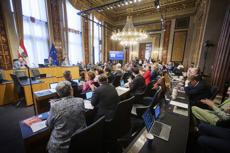 Blick Richtung Sitzungsteilnehmerinnen und -teilnehmer