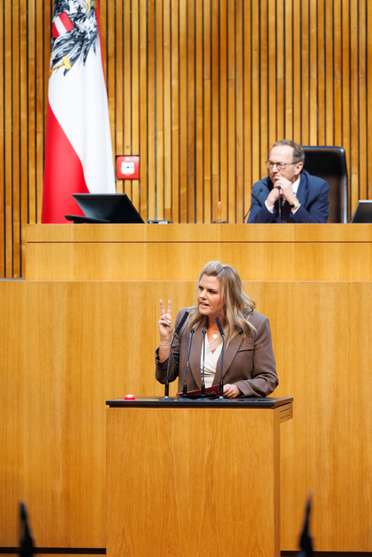 Am Rednerinnenpult: Nationalratsabgeordnete Lisa Aldali (NEOS)