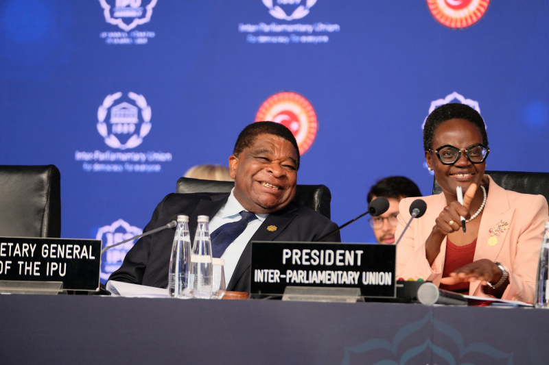 Von links: Generalsekretär der IPU Martin Chungong, Präsidentin der IPU Tulia Ackson