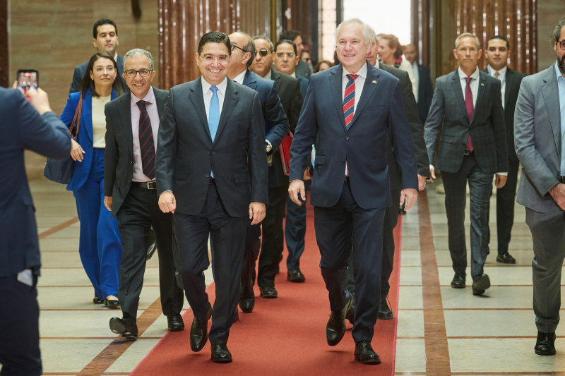 Von links: Außenminister des Königreichs Marokko Nasser Bourita, Nationalratspräsident Walter Rosenkranz (FPÖ)