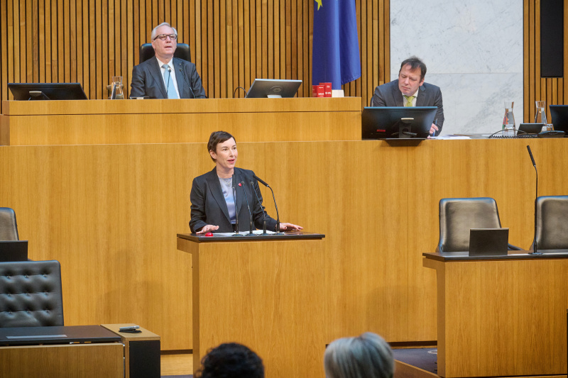 Am Rednerinnenpult: Nationalratsabgeordnete Henrike Brandstötter (NEOS)
