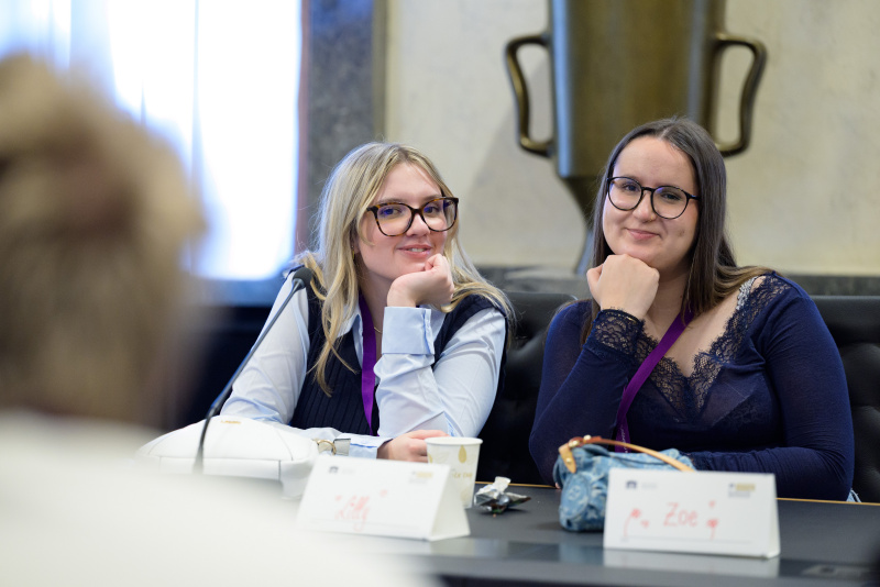 1. Vorbereitungssitzung der Lehrlinge von Klub Violett. Veranstaltungsteilnehmerinnen bei der Vorbereitungssitzung