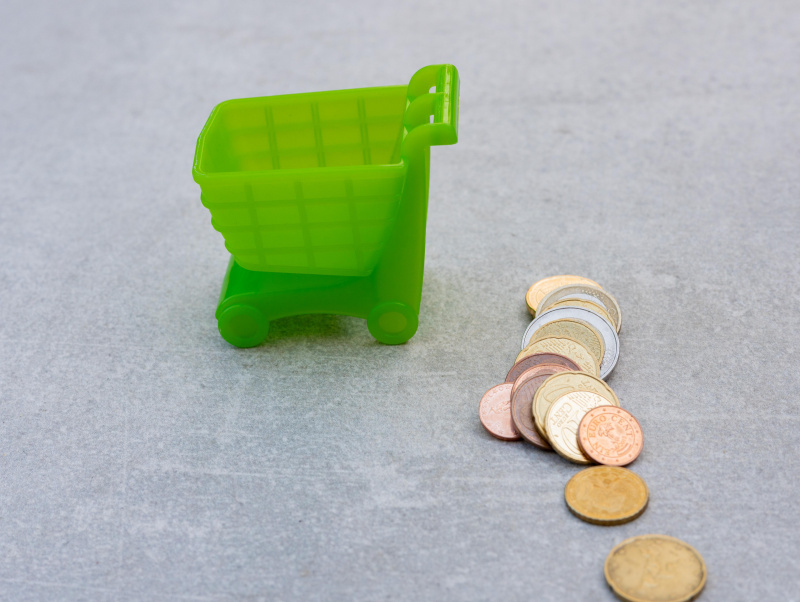Einkaufswagen mit Geld
