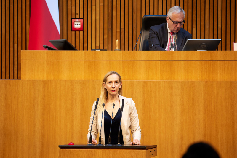 Am Rednerinnenpult: Nationalratsabgeordnete Agnes Sirkka Prammer (GRÜNE)