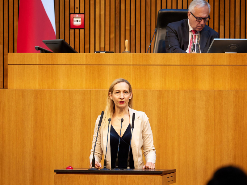 Am Rednerinnenpult: Nationalratsabgeordnete Agnes Sirkka Prammer (GRÜNE)