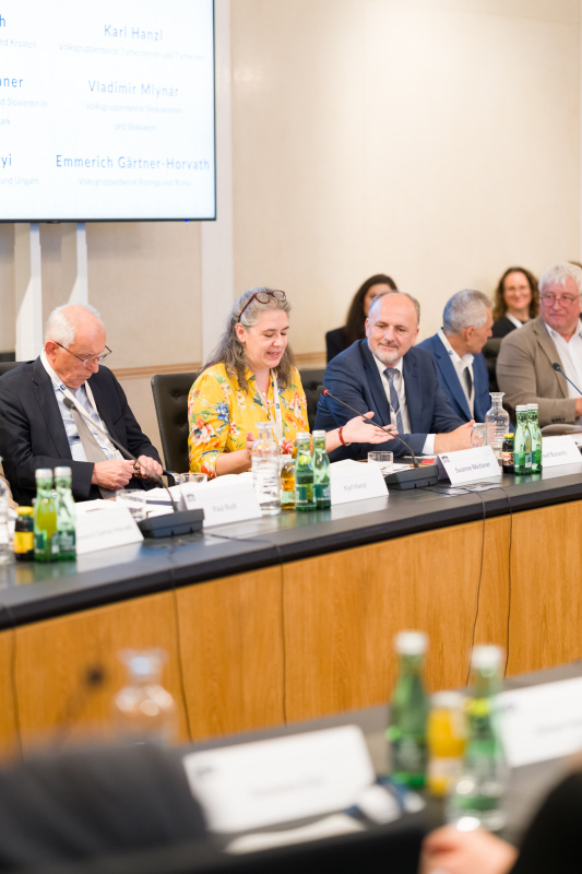 Statements der Vorsitzenden im Volksgruppenbeirat. Am Wort Susanne Weitlaner, Volksgruppenbeirat Sloweninnen und Slowenen in Kärnten und der Steiermark