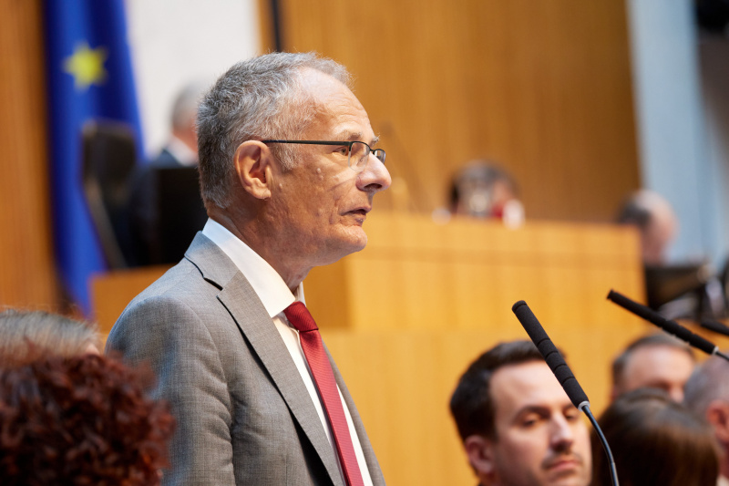 Regierungsbank. Budgetrede Finanzminister Markus Marterbauer (SPÖ)