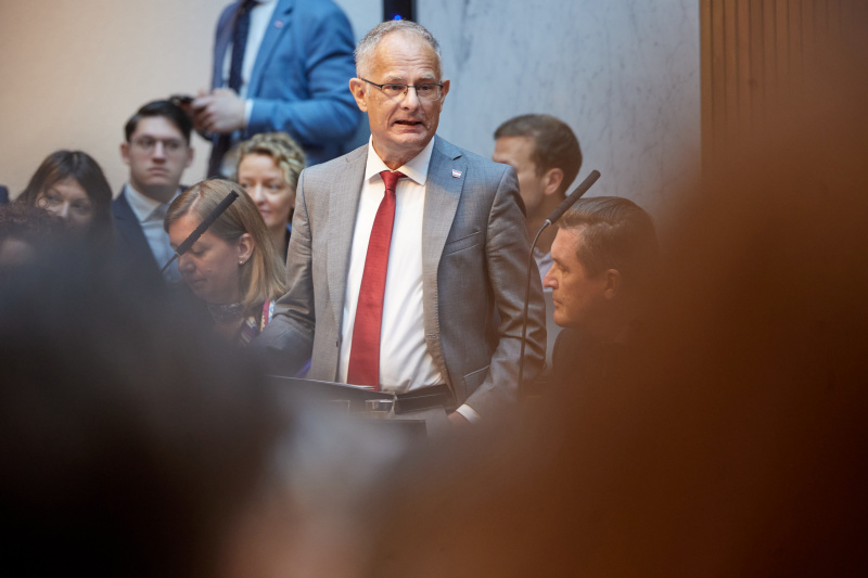Regierungsbank. Budgetrede Finanzminister Markus Marterbauer (SPÖ)