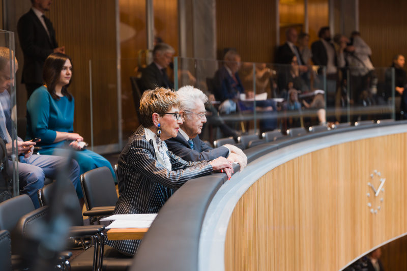Besuch anlässlich der Budgetrede. Von links: Seniorenbundpräsidentin Ingrid Korosec, Bundespräsident a. D. Heinz Fischer