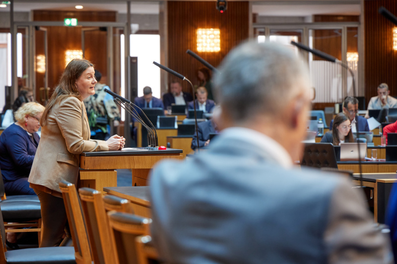 Am Rednerinnenpult: Nationalratsabgeordnete Karin Doppelbauer (NEOS)