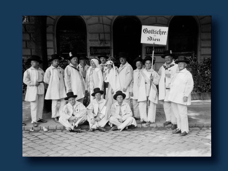 Gottscheer beim Sängerbundesfest in Wien 1928: Alldeutsche Tendenzen dominieren die monumentale Veranstaltung zu Ehren Franz Schuberts.