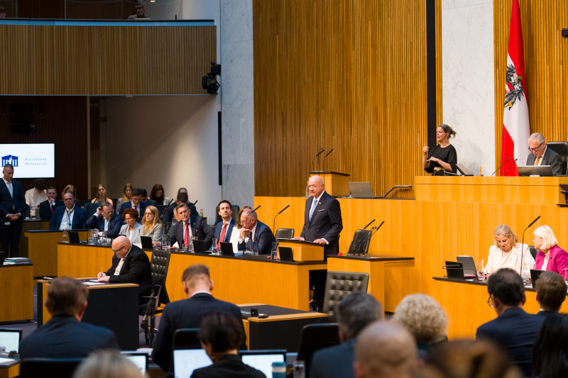 Bundeskanzler Christian Stocker (ÖVP) am Wort