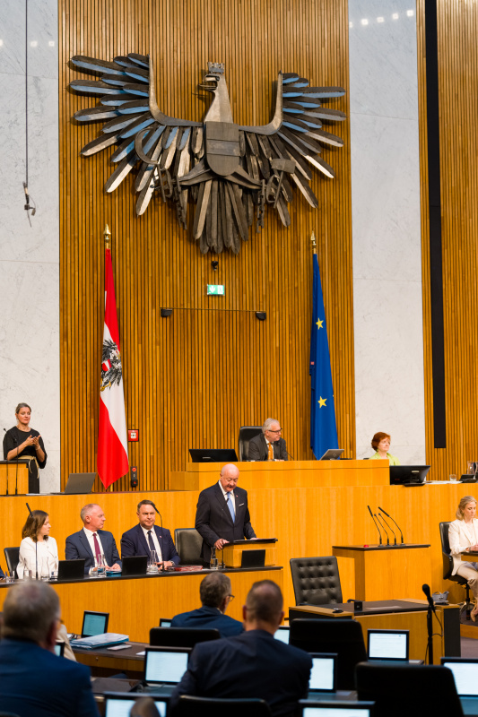 Bundeskanzler Christian Stocker (ÖVP) am Wort