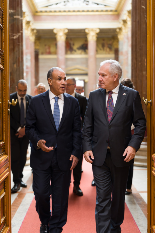 Einholung. Von links: Nationalratspräsident Walter Rosenkranz (FPÖ), ägyptischer Außenminister Badr Abdelatty