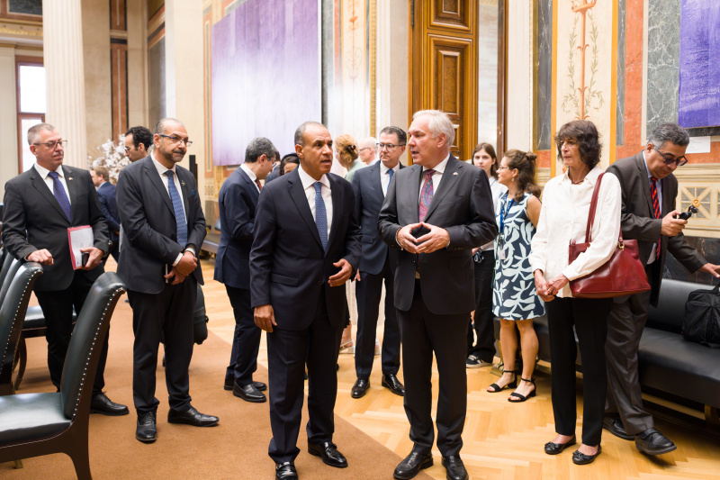 Einholung. Von links: Nationalratspräsident Walter Rosenkranz (FPÖ), ägyptischer Außenminister Badr Abdelatty