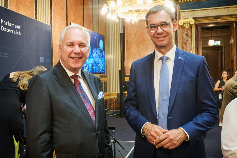 Von links: Nationalratspräsident Walter Rosenkranz (FPÖ), Landeshauptmann von Vorarlberg Markus Wallner