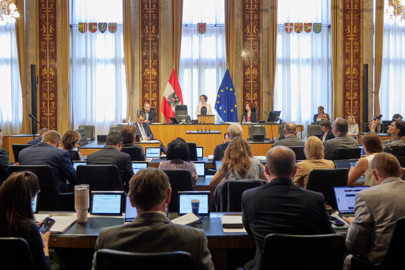 Antrittsrede Bundesratspräsidentin Christine Schwarz-Fuchs (ÖVP). Blick ins Plenum